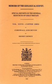 [USED] Memoirs Geological Survey XXVII - Copper Ores of Cornwall and Devon 